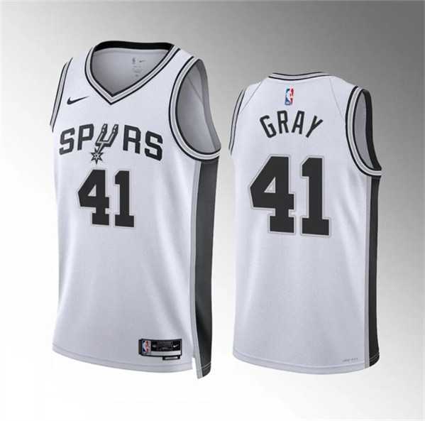 Mens San Antonio Spurs #41 Raiquan Gray White Association Edition Stitched Basketball Jersey Dzhi->->NBA Jersey